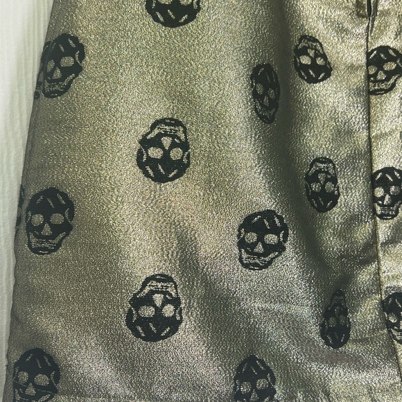 Mod Cloth - Metallic Gold With Black Skull Patterned Hidden Zipper Mini Skirt 2 - Picture 11 of 11